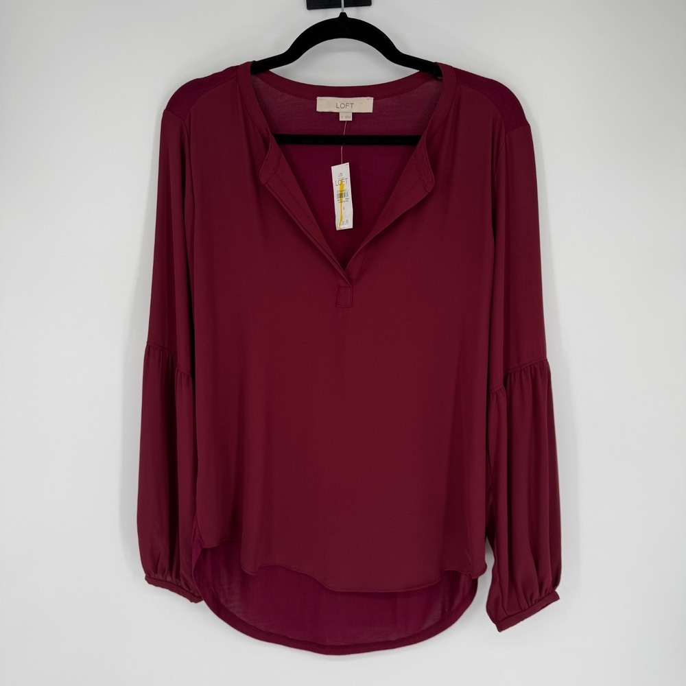 Ann Taylor Loft Shirt Women's Small Burgundy Red Boss Babe Office Siren Finance